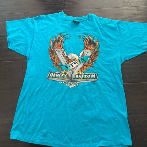 1990 Harley-Davidson 3D Emblem Tee Made in USA Single Stitch Vintage Biker XL - Picture 2 of 8